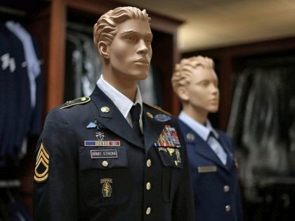 DOVER, DE - JUNE 21: Mannequins are used to display uniforms, in the uniform preparation s