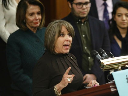 WASHINGTON, DC - JANUARY 18: Rep. Michelle Lujan Grisham (D-NM) speaks at a press conferen